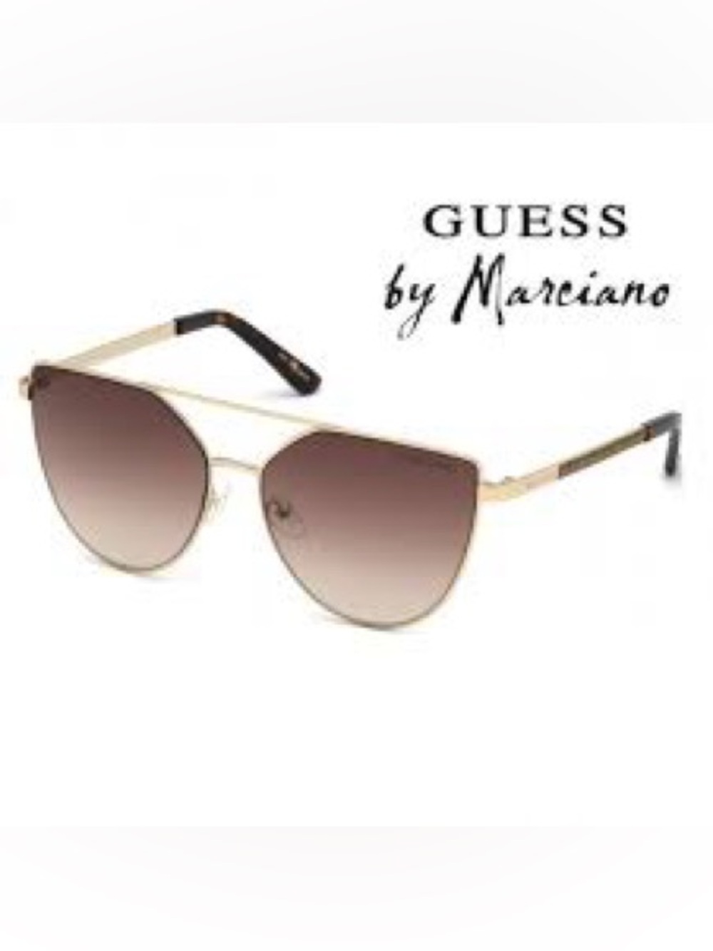 57. NEW Marciano Gold Frame Sunglasses  Brown Gradient Lenses and Black Temples